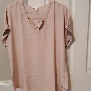 Pink Lattice Neck Blouse